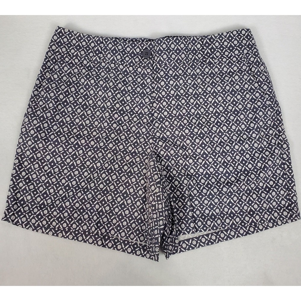 Loft Outlet Curvy 6 Inch Shorts Womens Sz 10 Black White Geometric Print Cotton